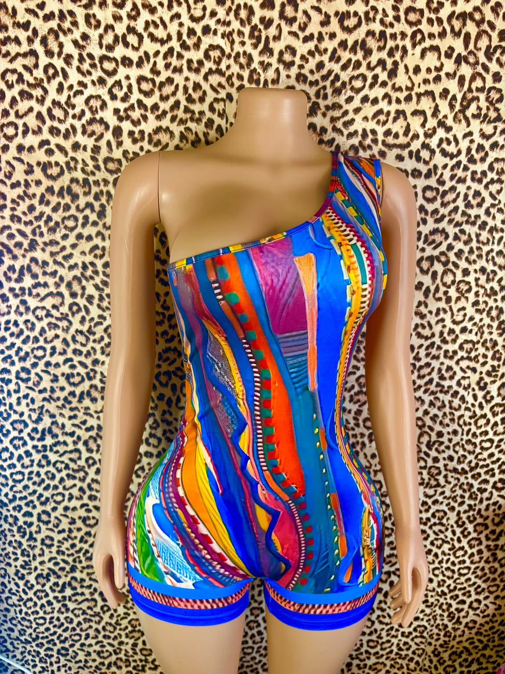 Take Me To Jamaica Orange Printed One Shoulder Romper