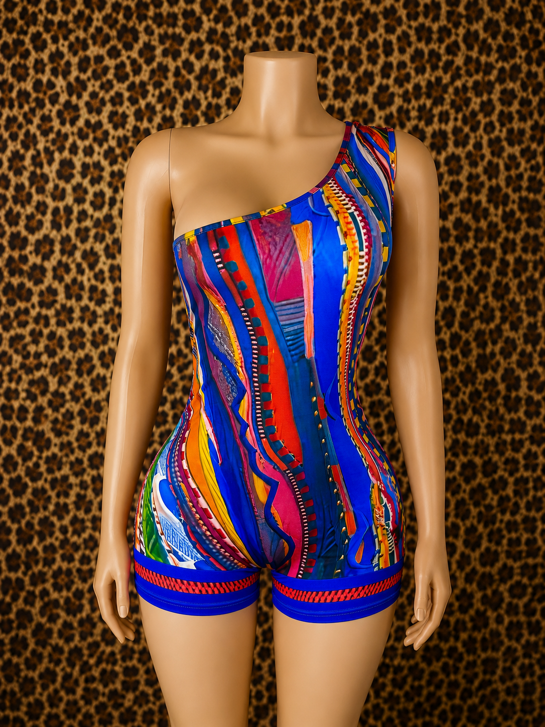 Take Me To Jamaica Orange Printed One Shoulder Romper
