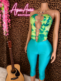 Metal Ring Tube Capri Pants Set