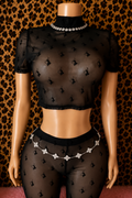 BabePhat Gauze Cropped Sheer Capri Pants Set