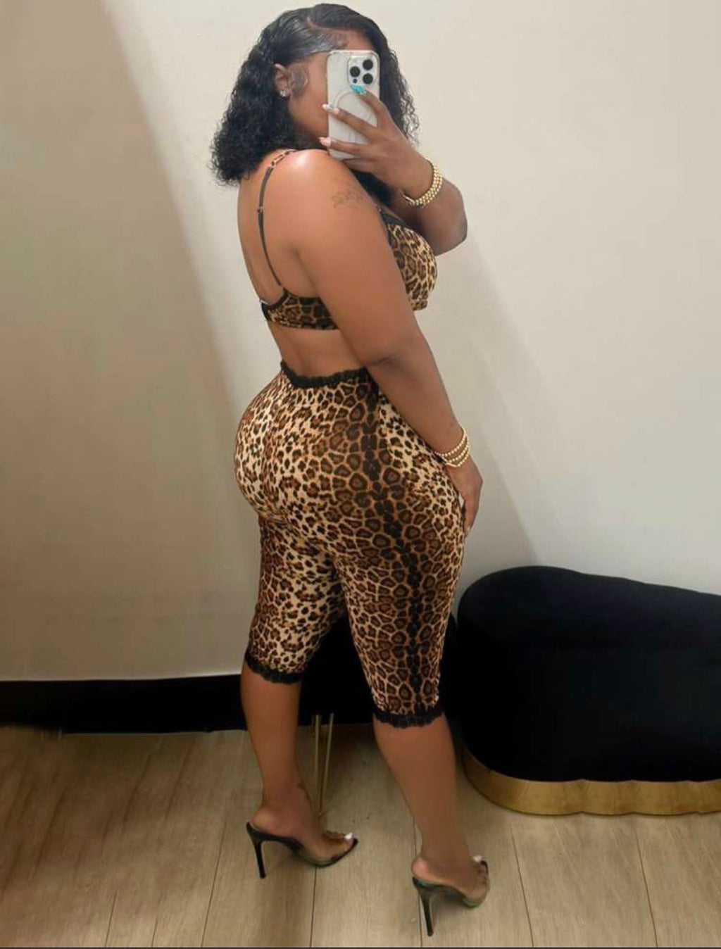 Lace LEOPARD Capri Pants Set