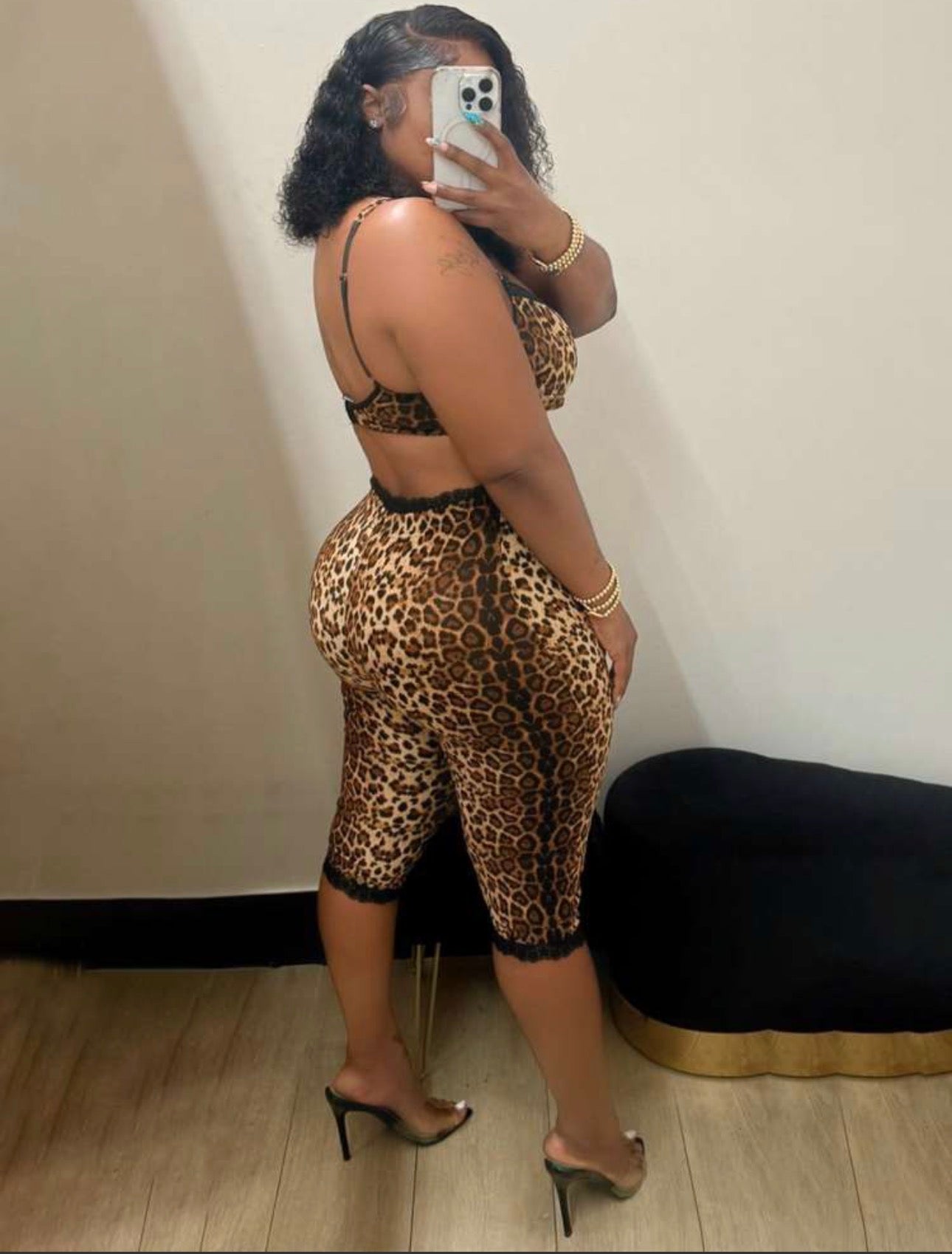 Lace LEOPARD Capri Pants Set