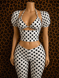 Im The Moment Polka Dots Bikinis Capri Pants 3 Piece Set